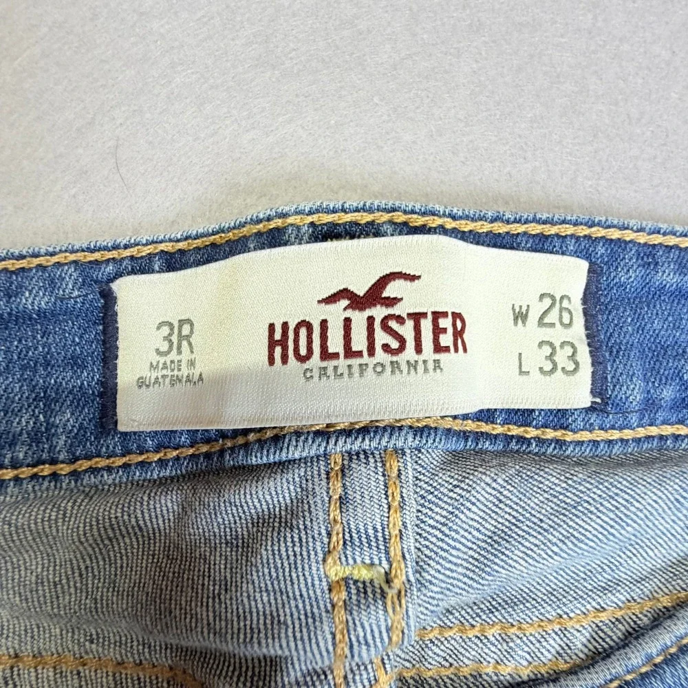 Hollister Bootcut Jeans Womens 3R 26x33 Tall Blue Distressed Low Rise Denim